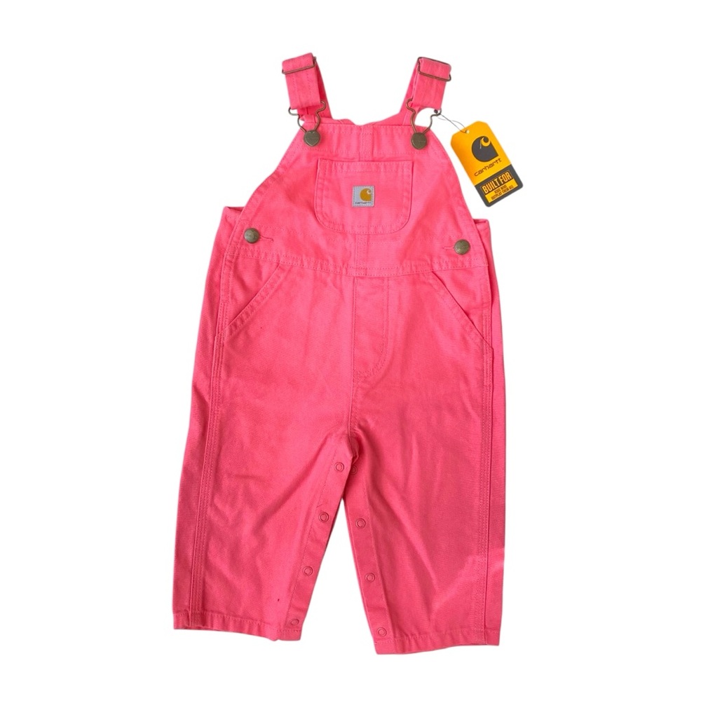 CARHARTT Overalls Pink Lemonade Loose-Fit Canvas Bib Overalls Infant Baby Canvas